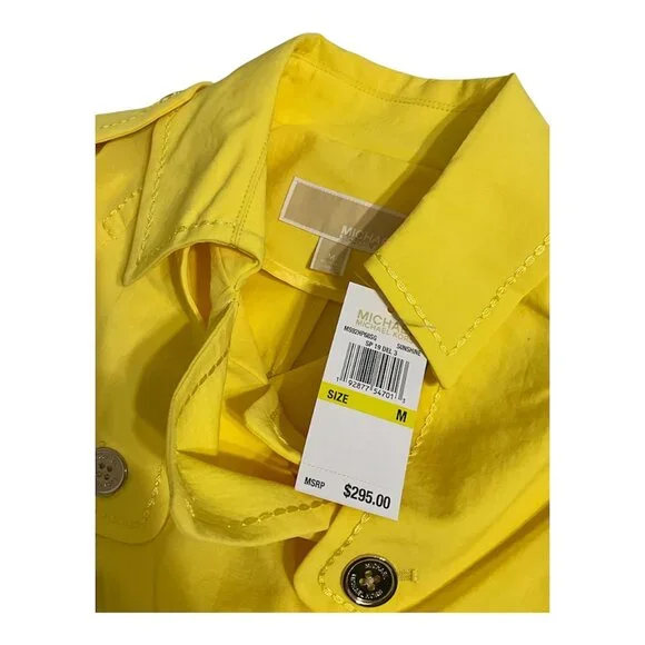 Michael Kors Yellow Lightweight Trench Coat Womens Size M NWT $295 MSRP - Picture 6 of 8